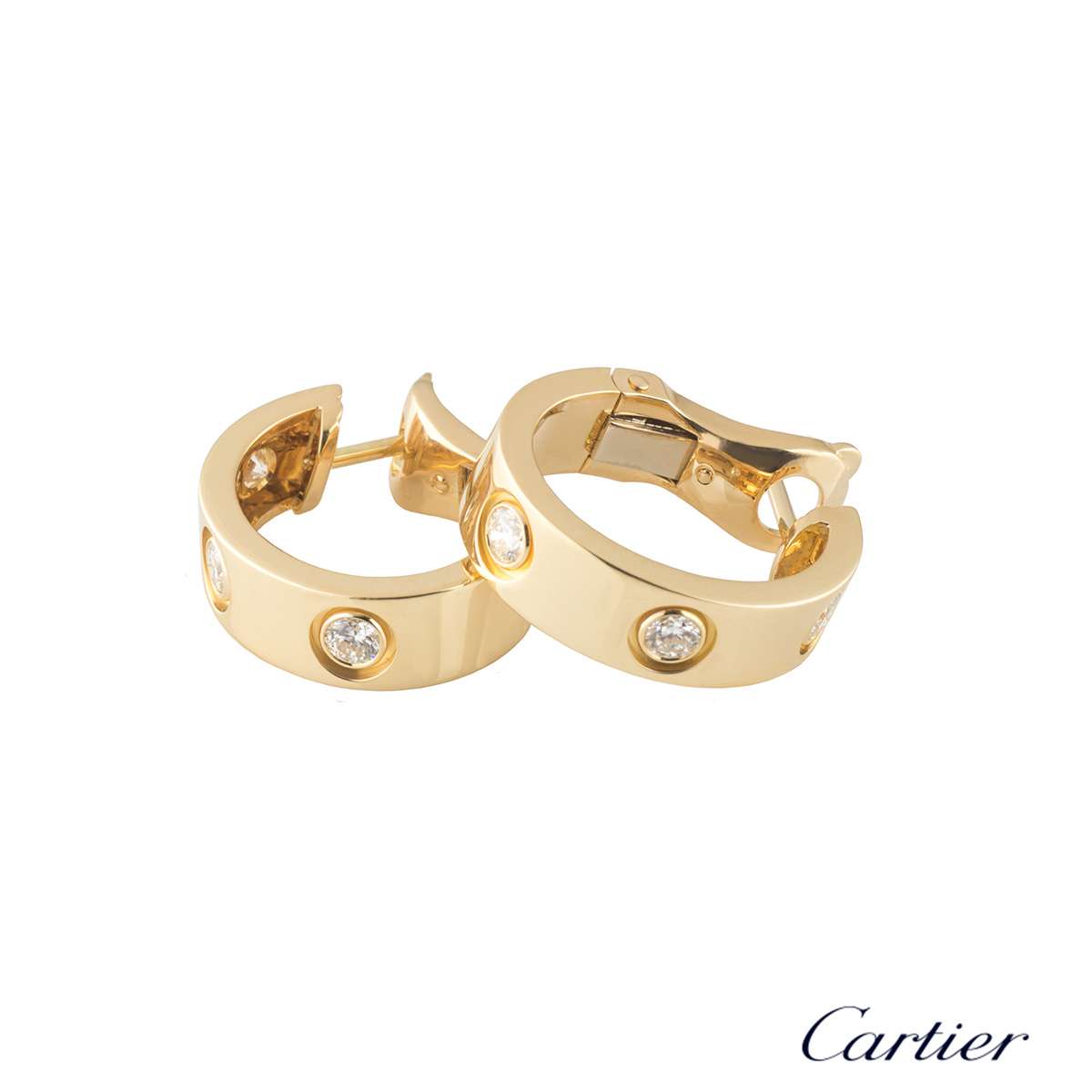 Cartier Yellow Gold Diamond Love Hoop Earrings | Rich Diamonds